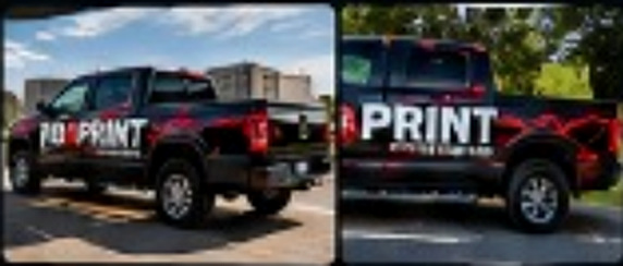 Roaprint wrapped pickup truck featured in Carlos's review