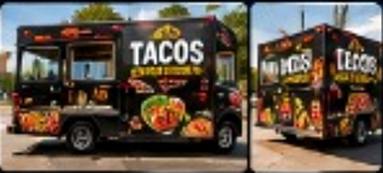 Wrapped Tacos food truck featured in Mike's review